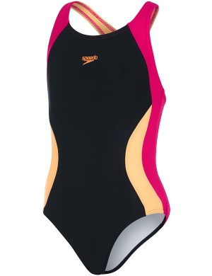 Speedo Colourblock Spiritback Swimsuit - Black/Pink